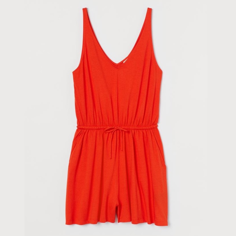 ✨SALE✨ NWT Drawstring Romper Orange-Red